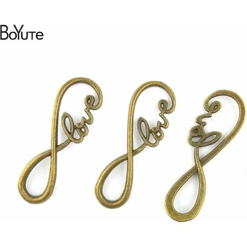 BoYuTe (50 Pieces/Lot) 12*39MM Antique Bronze Silver Plated Zinc Alloy Infinity Symbol Love Connector Diy Metal Jewelry Findings