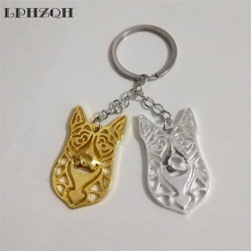 LPHZQH Cartoon American Akita Dog Key Chain Women Bag Pendant Accessory Charm Gift Trendy Car Keyring Jewelry Gold Color