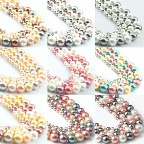 Natural Multicolor Shell Pearls Beads Shell Round Loose Spacer Beads for Jewelry Making DIY Bracelet Necklace Earrings 15inch