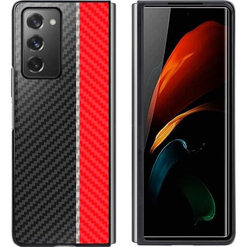BuzzLee For Samsung Galaxy Z Fold2 5G Carbon Fiber Color Matching Phone Case Shell for Galaxy Z Fold 2 5G Protection Cover