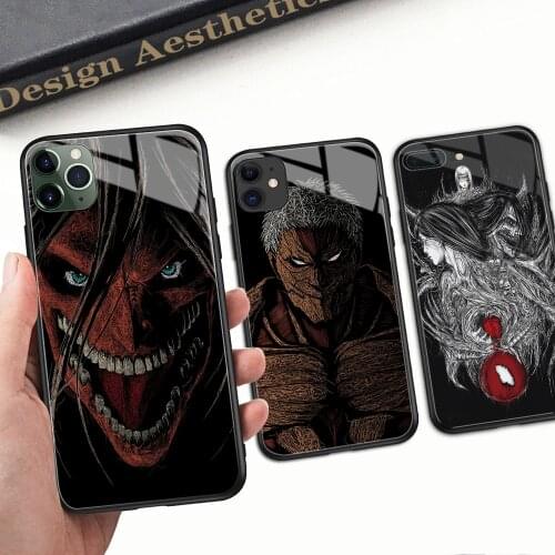 Attack on Titan Mikasa Ackerman Character Tempered Glass Phone Case for iPhone X XS XR 12 11 Pro Max 6 6S 7 8 Plus