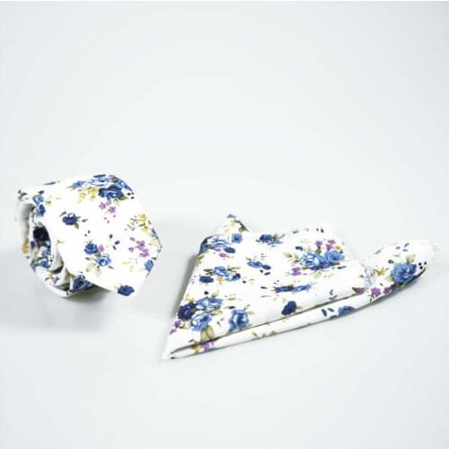 Ikepeibao Cotton White Floral Tie Hanky Sets Pattern Neck Ties Cravat Mens Formal Wear Pink