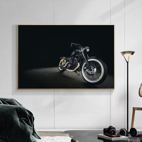 Canvas Prints Poster Motorcycle Canvas Painting Modern Black Cuadros Wall Picture for Interior Living Room Home Decoration Art