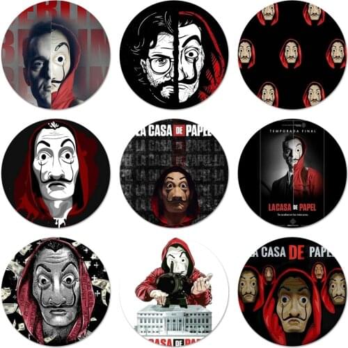 La Casa De Papel Icons Pins Badge Decoration Brooches Metal Badges For Clothes Backpack Decoration 58mm