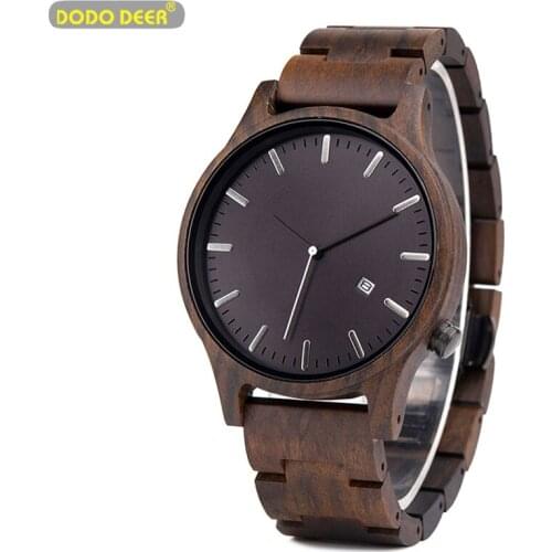 DODO DEER Wholesale Wood Watch Men Date Display часы мужские Wooden Timepieces Military Quartz Wristwatches Gift Box Dropship