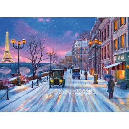 Snowy street scenery Needlework Sets Cross stitch 14CT Unprinted Embroidery kits Arts Cross-Stitching,DIY Handmade Home Decor