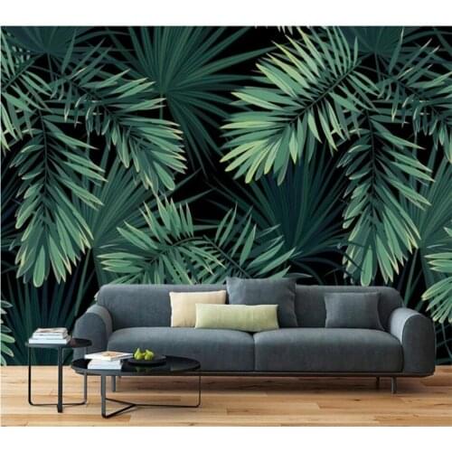 Custom wallpaper 3d mural new chinese abstract retro hand painted rainforest banana leaf background wall paper 3d papel de pared