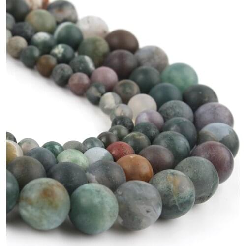 Natural Stone Dull Polished Matte India Agates Round Loose Beads For Jewelry DIY Making Bracelet Accessories 15'' 4 6 8 10 12mm