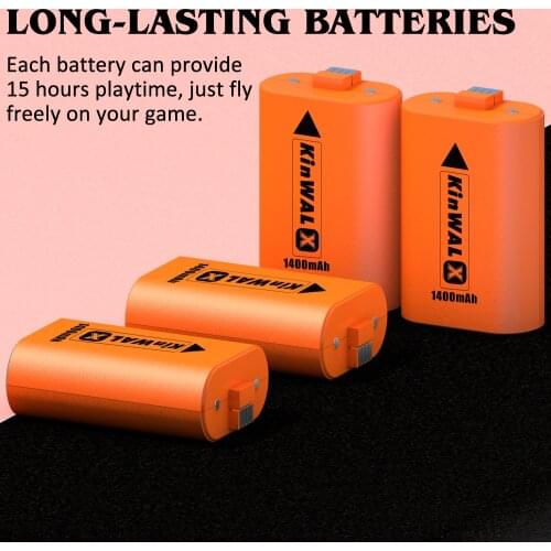 Rechargeable Battery for Xbox One/Xbox Series X|S, 4x1400mAh Li-ion Battery for Xbox One, S, X Elite Controller