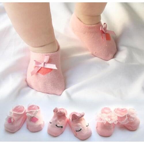 Girl Lace Flower Newborn Baby Socks Cotton Anti-Slip Kids Floor Socks Bow Baby Girl Socks Spring Summer Girls Gift sokken