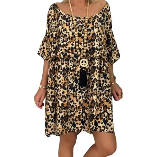 Summer Dress Oversized Women Fashion Floral Print O Neck Elbow Sleeve Lady Loose Mini Dress robe femme платье летнее женское2021