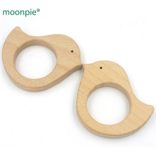 Sale SET OF 70*60mm 20pcs Wooden Teether Bird beech Teether/Toy- All Natural- Wood Toy- Free Teether Clip EA60-1