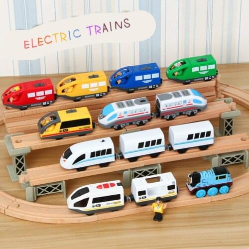SAMOHTOY Kids Electric Train Magnetic Toys Set Train Diecast Slot Toy Fit for Standard Wooden Train Track Railway
