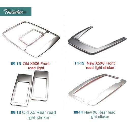 Tonlinker 2 PCS Car styling DIY Stainless Steel Readlight Light Box Cover Case Stickers for Bmw X5 X6 2009-14 Part Accessories
