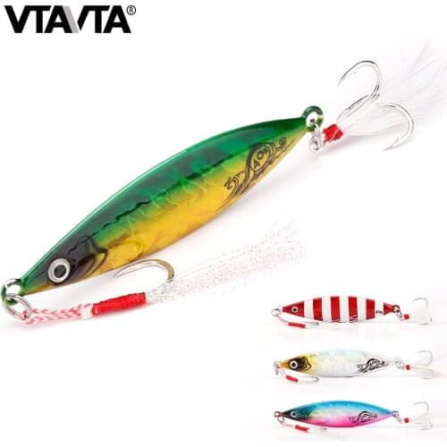 VTAVTA Metal Jig Spoon Lure 20g 30g 40g 60g Jigs For Fishing Accessories Sea Bass Shore Slow Jigging Lure Hard Artificial Bait
