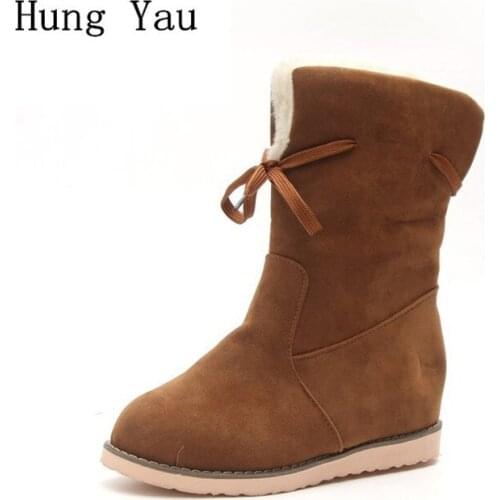 Women Snow Boots Ankle 2018 Winter Warm Female Casual Shoes Woman Flat Fashion Height Increasing Platform Plus Size 35-42
