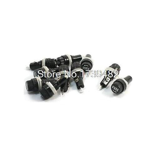 10Pcs 10A AC 250V 5mm x 20mm Panel Mounted Plastic Fuse Holder Socket
