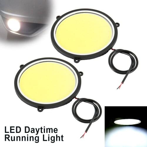 2pcs LED Car Driving Lamp Daytime Running Light Refit Anti-fog Lamp Waterproof COB LED White Round Auto Fog Lights