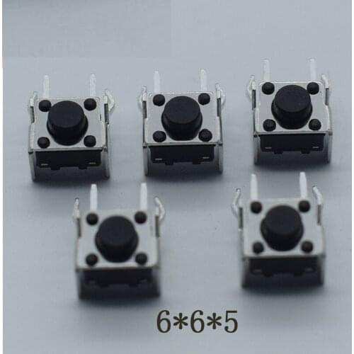 20pcs 6*6*5 With stents black Micro switch