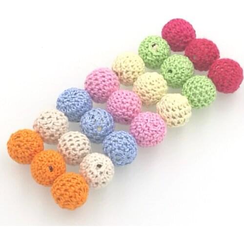 2017 Handmade Nursing wooden crochet beads,29 colors, 15mm wooden beads,knitted bead DIY beading 100 PCS WC002