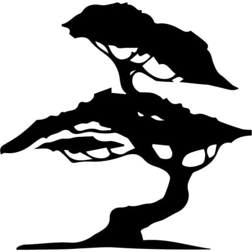 Car Stickers Tree Plant Cartoon Art PVC Car Decoration Accessories Decals Creative Waterproof Sunscreen Black/white,17cm*17cm