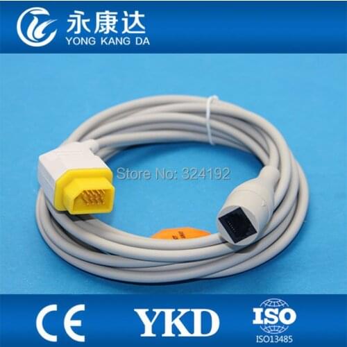 Free Shipping for Nihon Kohden 14Pin to Appott Transducer Adapter IBP Cable,square 14j>6p6c jack