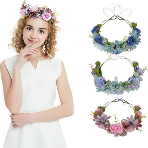 Bohemia Flower Crown Hairbands Daisy Bridal Head Wreath Dress Floral Headbands Hawaii Seaside Vacation Wedding Hair Accessories
