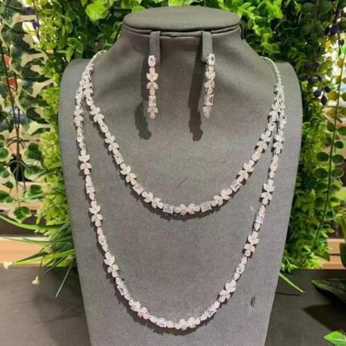 Janekelly African 2pcs Bridal Zirconia Jewelry Sets For Women Party, Luxury Dubai Nigeria CZ Crystal Wedding Jewelry Sets