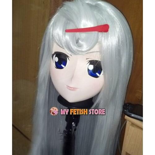 KM125) Handmade Female Resin Crossdress Pretty Girl 3/4 Head Lolita Doll Mask Japanese Anime Cosplay Kigurumi Mask Crossdresser