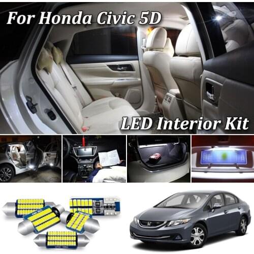Canbus led Car interior light Kit For 2012-2015 Honda Civic 9 5D Sedan Coupe Hatchback led interior Map Dome License Plate light