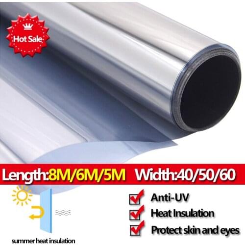 8M/6M/5M Summer One-Way Mirror Window Film Heat Insulation Anti-UV Protect Eyes Privacy Self-Adhesive Decor Shades Homes Offices