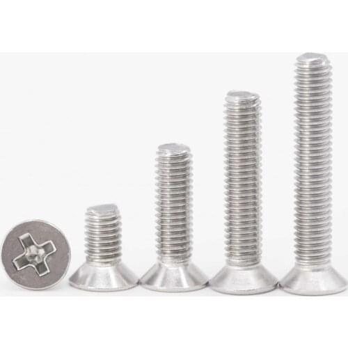M5 Pitch 0.8 Length 10/12/16/20/25/30/35/40/45/50mm 304 Stainless Steel Flat Head Machine Phillips Screws