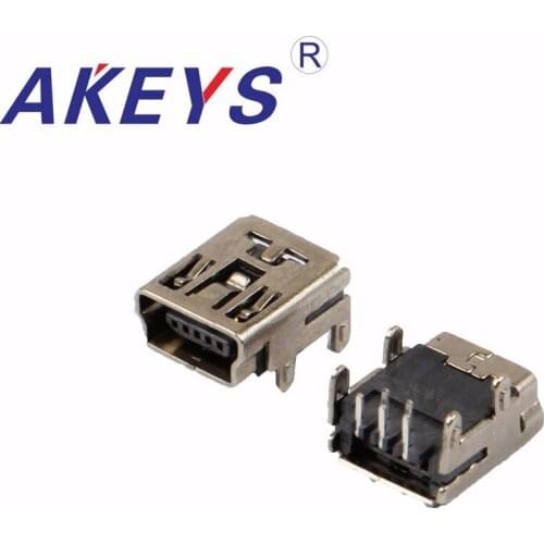 10PCS USBmini 5P whole insert HW-MU-5F-21plug-in components MINI USB 5P,F 90 degree 4 pin