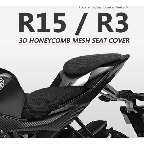 Motorcycle Accessories Anti-Slip 3D Mesh Fabric Seat Cover Breathable Waterproof Cushion For Yamaha YZF-R15 YZF-R3 YZF R15 R3