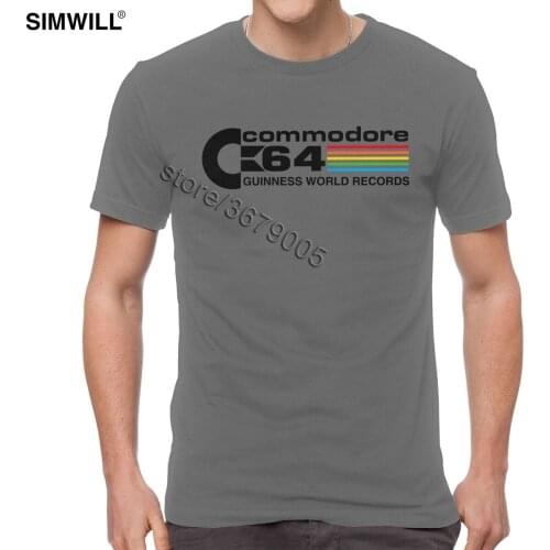 Retro Fashion T-Shirt for Men Soft Cotton Commodore Logo T Shirts Short Sleeve Crew Neck Computer Geek Graphic Tees Merchandise