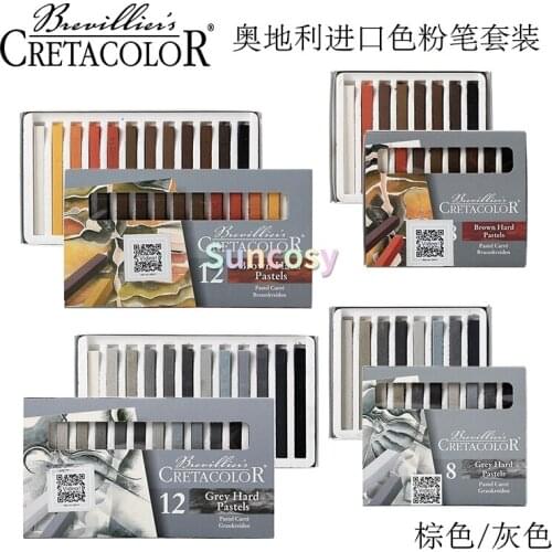 Cretacolor Pastel Set, Carres Set of 12 Hard Pastels Browns, Hard Pastel Set of 8 Color, Gray, High Pigmentation