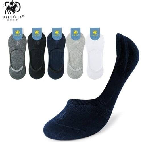 Fashion Casual Men Socks PIER POLO Brand High Quality Cotton Socks Invisible Slippers Shallow Mouth Mesh No Show Socks