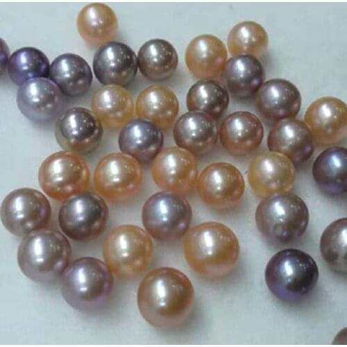 Wholesale 10 pcs 9.5-10mm round mixed freshwater pearl half drilled