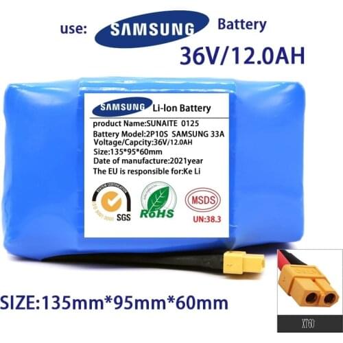 Genuine 36V Battery Packs 6.0Ah-12Ah Rechargeable Lithium ion battery for Electric Self Balancing Scooter HoverBoard Unicycle
