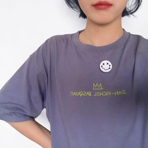 FIREBROS FTN1037 2021 New Fashion 24" Stainless Steel Smile Face Pendant Necklace For Women Jewelry Silver Color Free Shipping