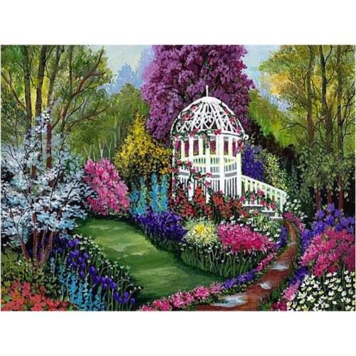 Full square diamond mosaic flower scenery embroidery paint rhinestone wall sticker decor dimond drawing art needlework picture