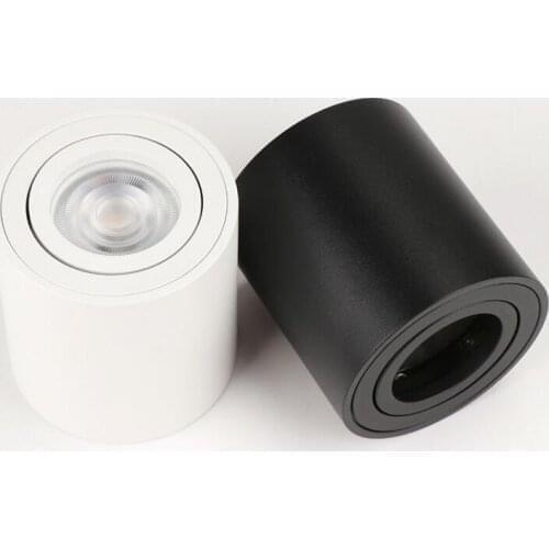 Adjustable LED Round Surface Mount Trimless Downlight GU10 Fixture Cylinder Ceiling Down Spot Light Bedroom Lamp GU 10 Fitting