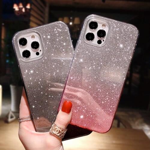 Luxury Glitter Gradient Color Clear Phone Case For iPhone 11 12 Pro Max Mini X Xs XR 7 8 Plus SE2 2020 Silicone Shockproof Cover