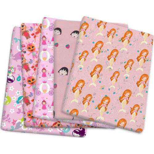 Pink Series Cartoon Girl Polyester cotton Fabric Patchwork Tissue Kid Home Textile Sewing Doll Dress Curtain,1Yc14254