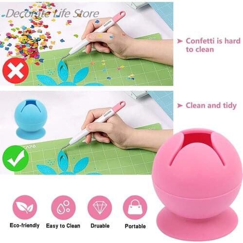 2 PACK Vinyl Weeding Scrap Collector with Suction Cup, Soft Silicone Suctioned Can for Vinyl Disposing, Cricut Weeding Tools