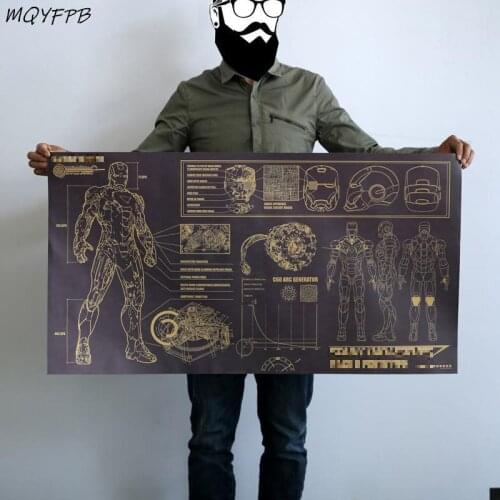 Super Large Size Mechanical blueprint Collection Kraft Paper Poster Wall Sticker Home Decoration Gift 101x50.5cm