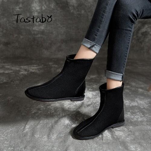 Tastabo comfortable ladies sandals Polyester fabric mesh upper design Black casual style S996 Flat bottom breathable sandals