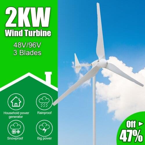 Free Energy 2KW 48V/96V 3 Blades Wind Turbine Power Generator With MPPT Controller With Off Grid System For Marine and Land