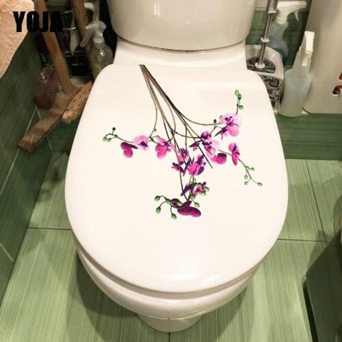 YOJA 22.8*21.5CM Bouquet Flower Personality Toilet Sticker WC Decor Home Room Wall Decals T1-0415