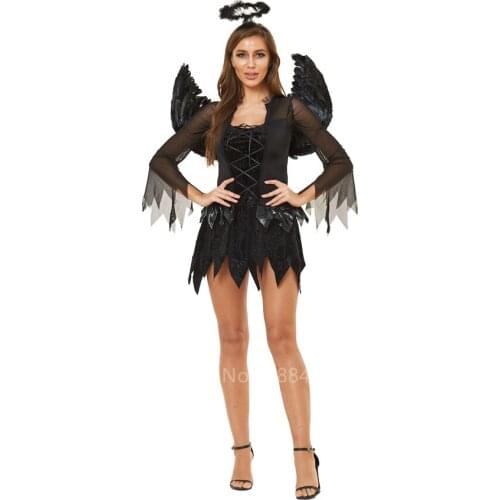 Women Halloween Costumes Vampire Witch Carnival Cosplay Scary Halloween Dress Black Angle Zombie Sexy Bride Wings Headwear Girl